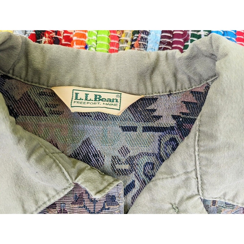 VTG LL Bean Womens Chore Coat Barn Adirondack Jacket Patchwork Cotton Gray Sz L? - Picture 8 of 11